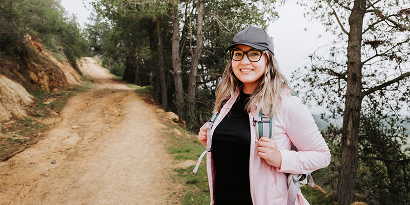 young woman hiking