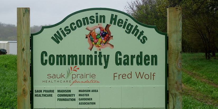 wisconsin heights community garden sign