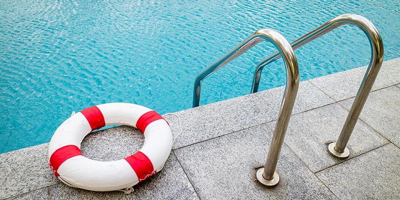 pool ladder and safety raft