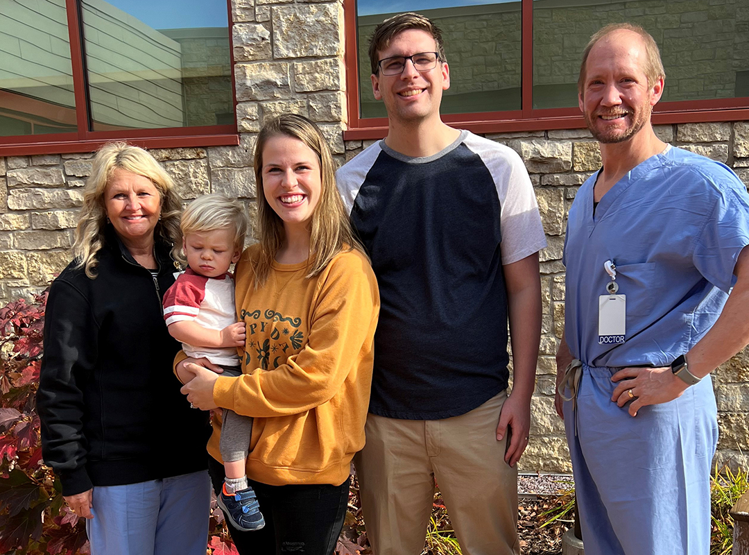 Birth Center director Sue Shafranski, Malachi, Alyssa and Caleb Ballweg, and Dr. Todd Schad.