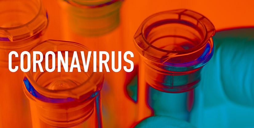 lab vials with text "coronavirus"