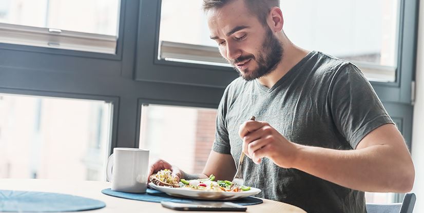 man eating a healthy meal