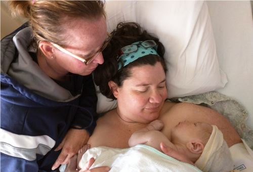 newborn baby on mom's chest